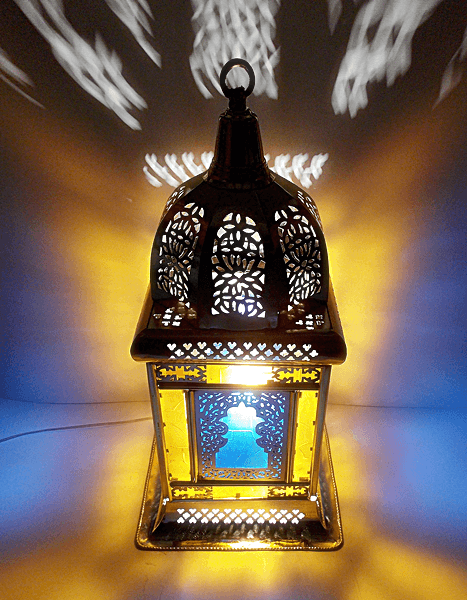 Handmade Moroccan Brass Stained glass Table Lamp / Lantern